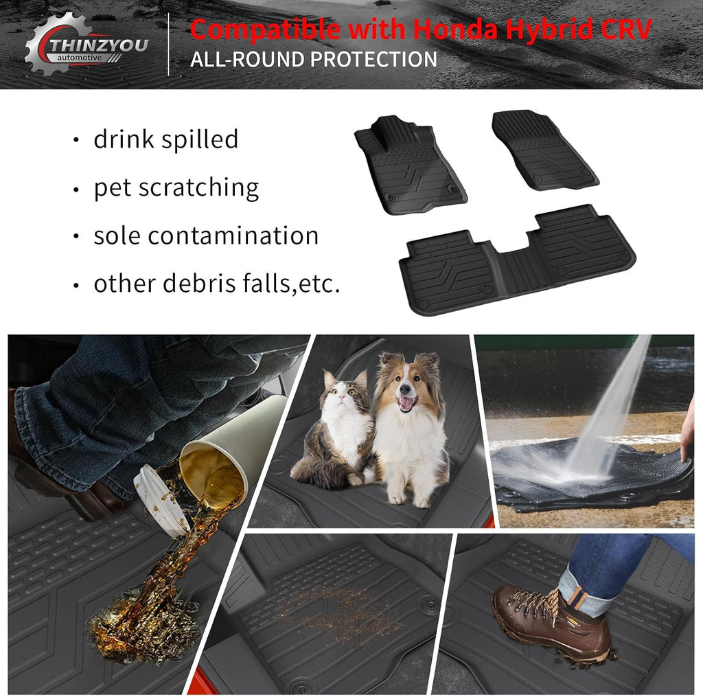 Floor Mats Compatible with 2023 2024 2025 2026 Honda CRV (Include Hybrid) Trunk Mat Cargo Liner All Weather Back Seat Cover CR-V Accessories (Upper Deck, Trunk Mat+Backrest Mats+Floor Mats)