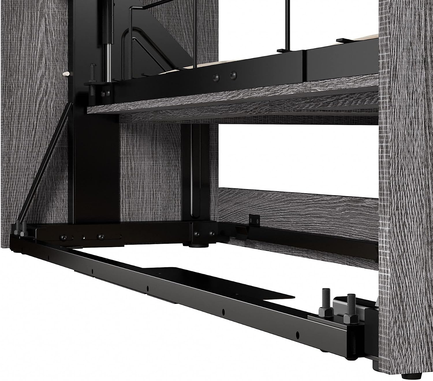 Bestar Pur Full Murphy Bed and 2 Shelving Units with Drawers, 109-inch Space-Saving Wall Bed