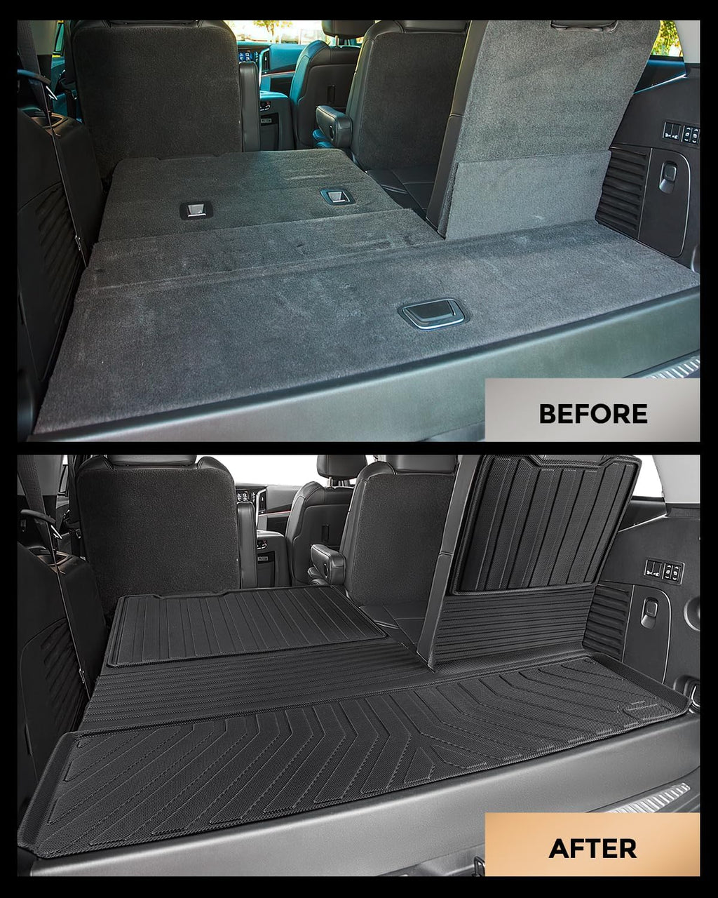 Liner Master® Car Floor Mats for Chevy Tahoe for GMC Yukon: 2015 2016 2017 2018 2019 2020 (Not for XL) All Weather TPE Rubber Custom Fit First Rear Row Backrest Liner Heavy Duty Vehicle Accessories