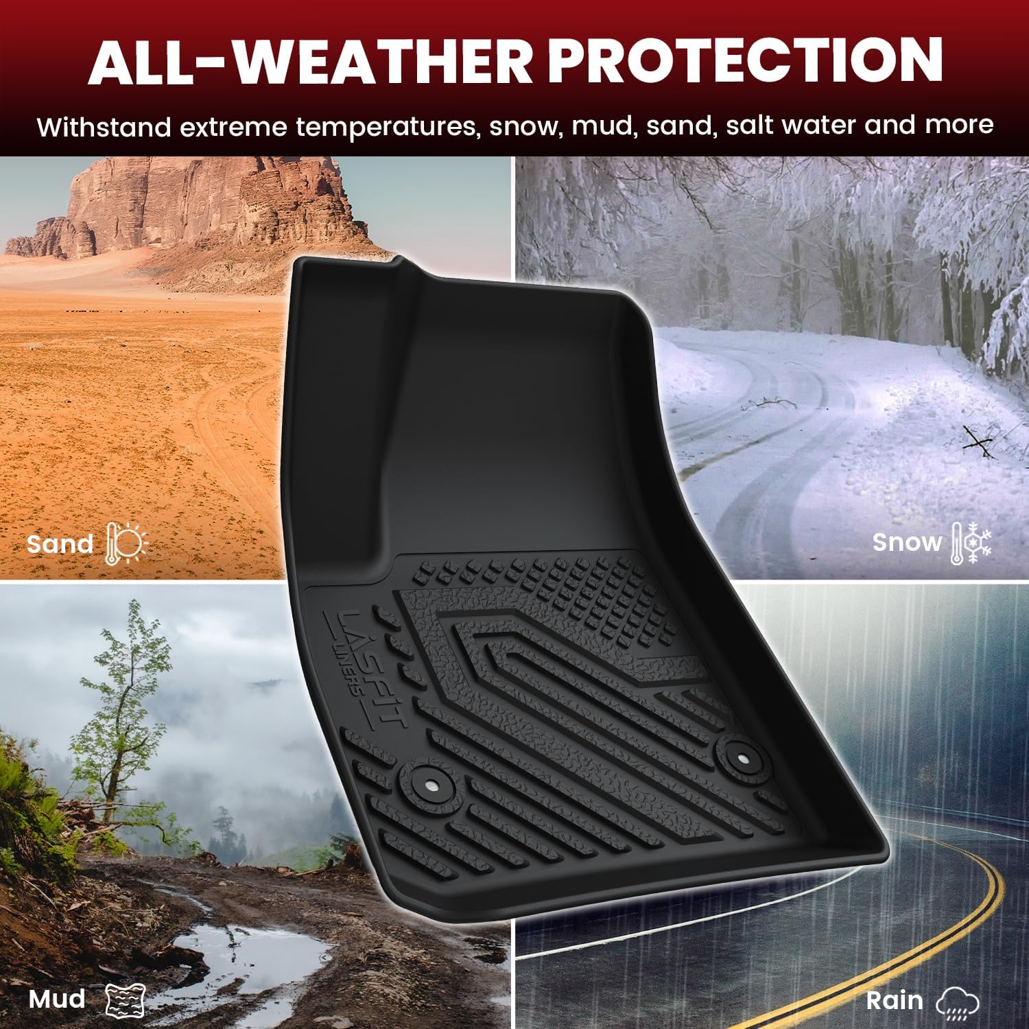 LASFIT Floor Mats & Cargo Liner for Chevrolet Chevy Blazer 2019-2026 (Gas Only), All Weather TPE Custom Fit Floor Mats for Cars (Not Fit Optional Cargo Management System), Car Mats Full Set, Black