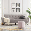 Modway Engage Mid-Century Modern Herringbone Fabric Sofa in Light Gray