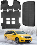 DiffCar® for Honda Odyssey Floor Mats 2011 2012 2013 2014 2015 2016 2017 (Fit 7/8 Seats), All Weather TPE Car Accessories for Odyssey Trunk Liner, Rubber Floor Mats Automotive Black Car Accessories
