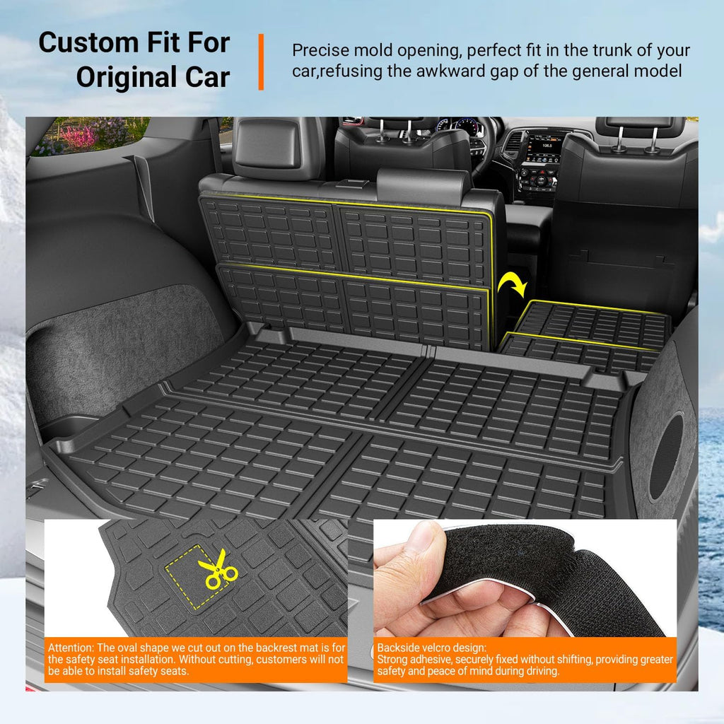 powoq Floor Mats Compatible with 2011-2021 Jeep Grand Cherokee Cargo Mat Floor Liner Cargo Liner TPE Replacement for 2011-2021 Jeep Grand Cherokee Accessories (Trunk Mat+Backrest Mats+Floor mats)