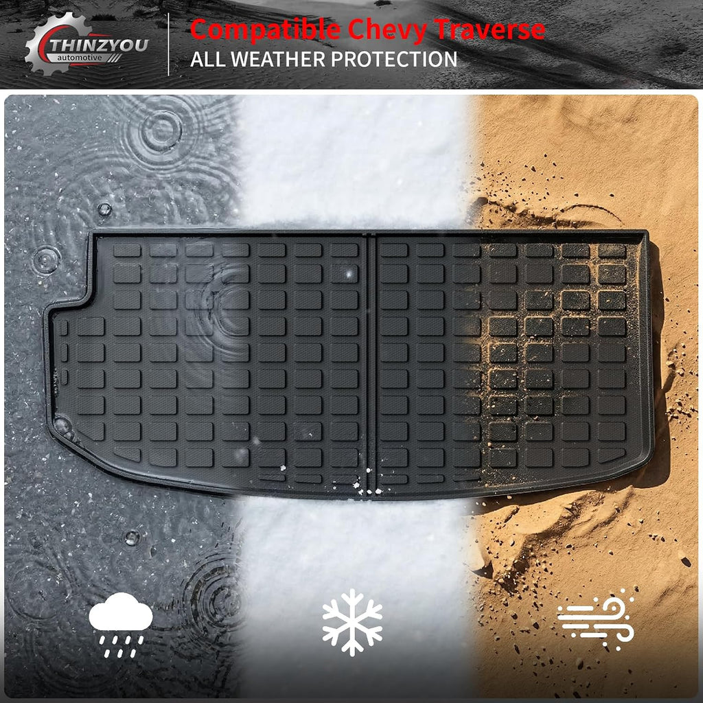 Floor Mats Compatible with 2018-2023 (Fit 2024 Traverse Limited) Chevrolet Traverse Cargo Liner Mat Back Seat Cover 7 Seat 2023 Chevy Traverse Accessories (Trunk Mat+Backrest Mats+Floor Mats)