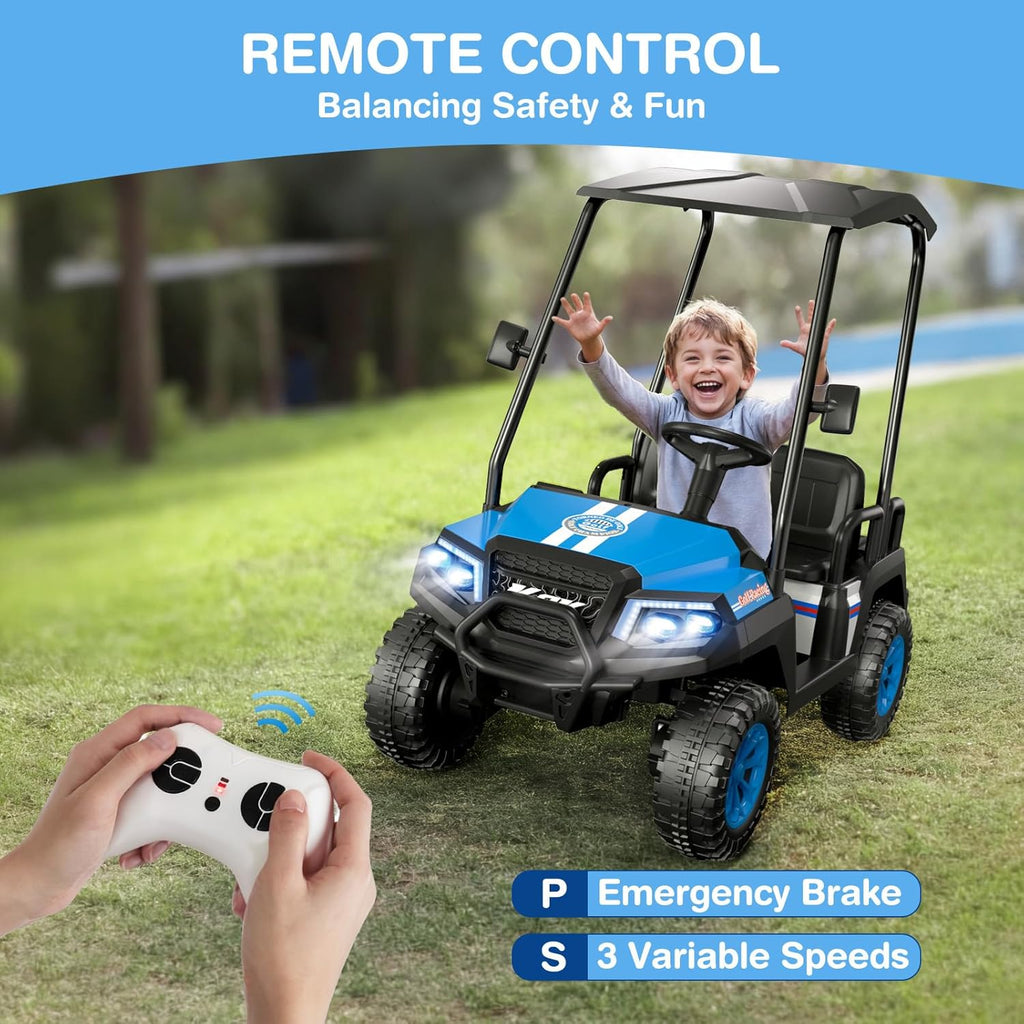 LIGIANT 24V Ride on Toys for Big Kids, 4-Seater Kids' Car, Golf Cart Max. Capacity: 264 Lbs(4 Kids), 4WD Ride on Car w/Remote Control, Detachable Awning, Spring Suspension, Music/Story/Power Display
