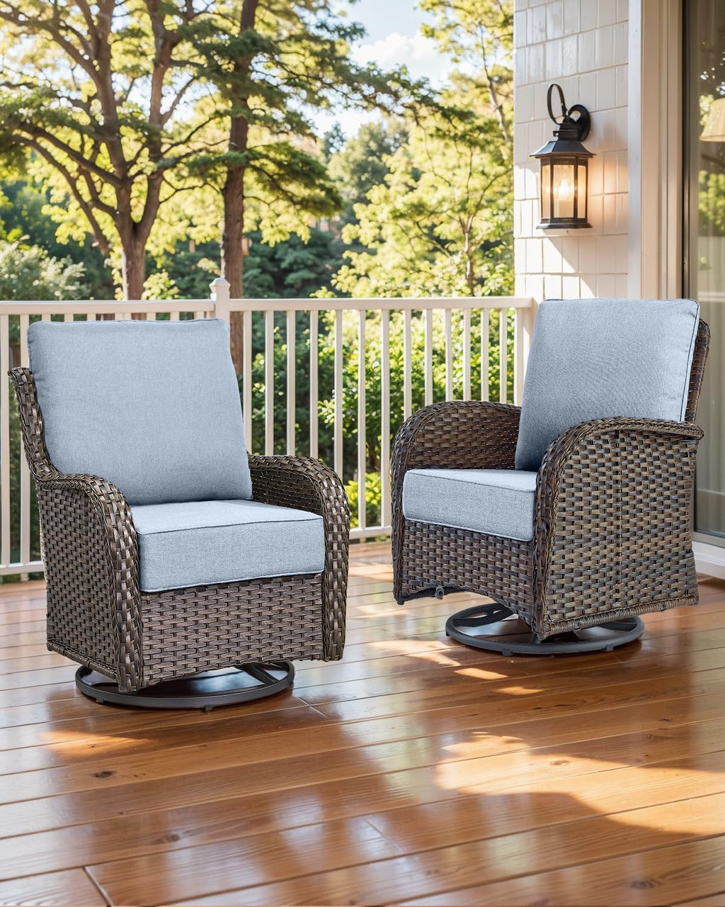 Luxury 22x24/22x25 6-Inch Outdoor Chair Cushions Set of 4 - Heavy Duty Water-Resistant Comfortable Cushion for Patio Furniture Dining Gliding Rocker Loveseat L-Shape Sofa - Baby Blue