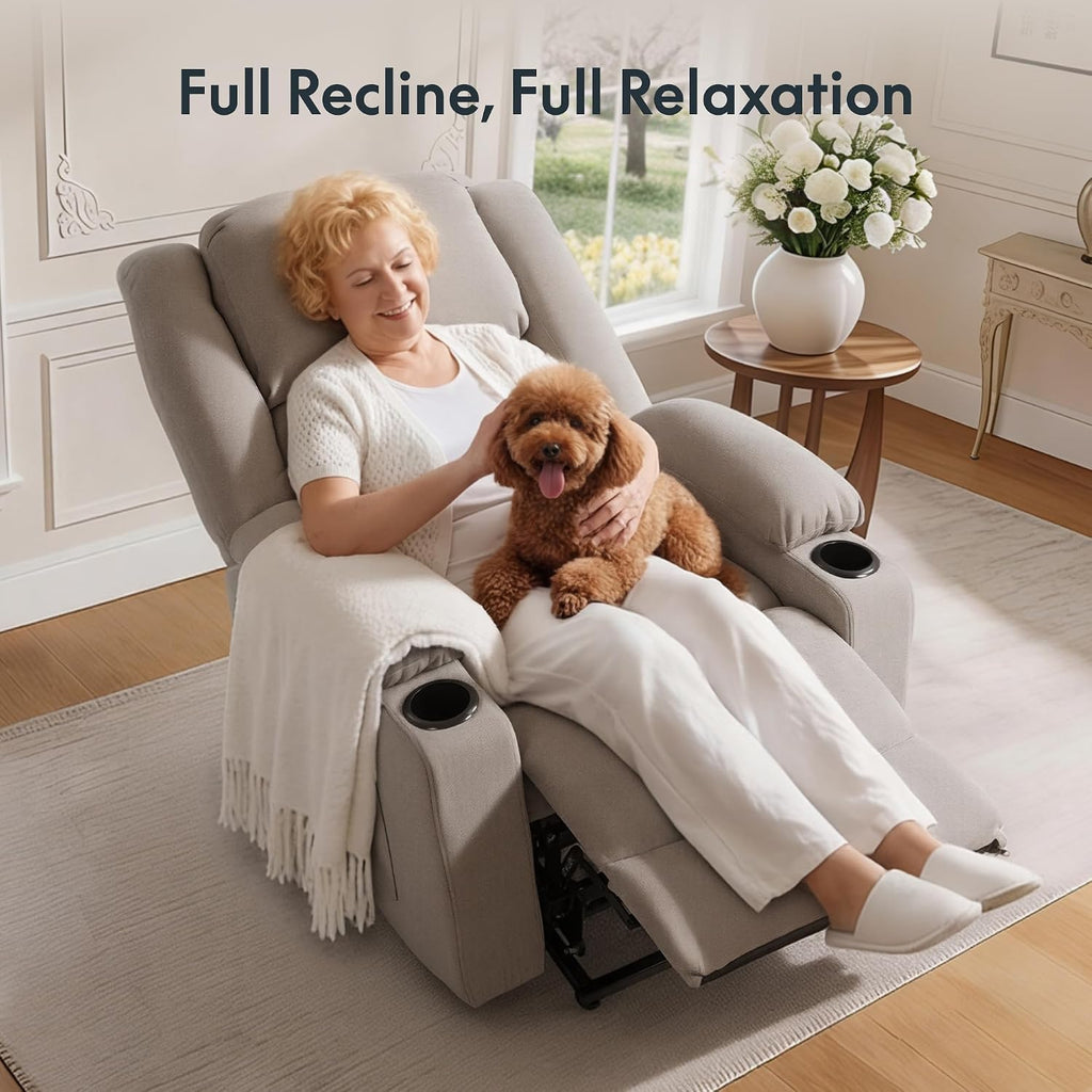 FLEXISPOT XL31 Power Lift Recliner Chair for Elderly, Electric Lift Chair with Massage & Heat, Fabric Reclining Sofa w/USB & Type-C Charging for Living Room Bedroom(Medium Size, Silver-Gray)
