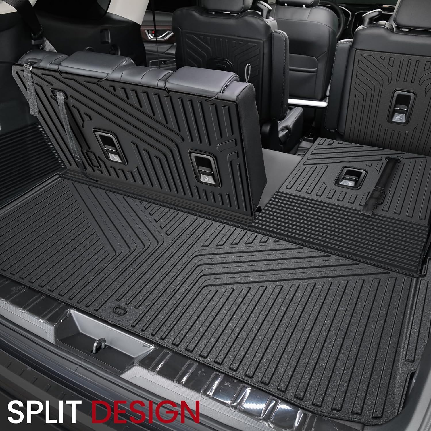 Floor Mats Cargo Mat Backrest Mats Trunk Lower Storage Mat for 2019-2026 Subaru Ascent Accessories, All-Weather TPE Trunk Mat Cargo Liner Door Sill Protector(Floor Mats+2-in-1 Cargo Mat)