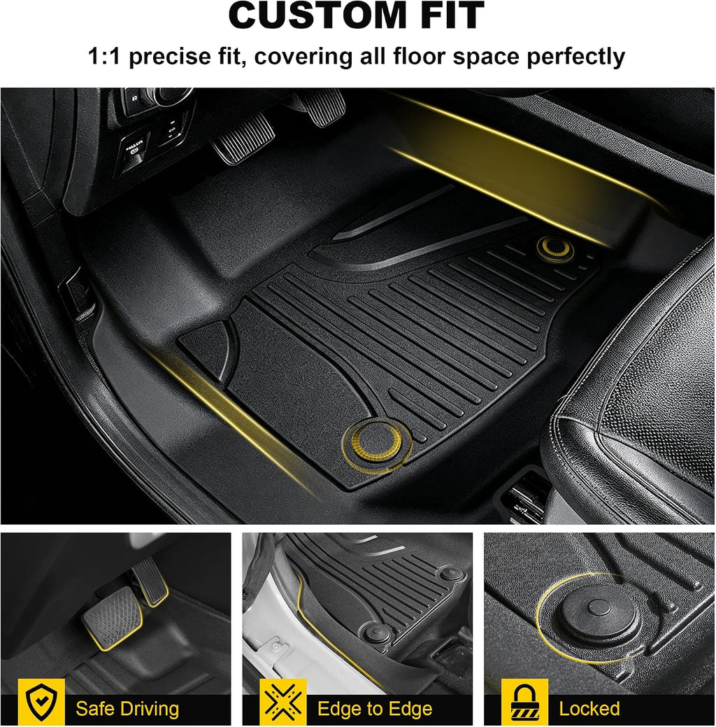 TTX LIGHTING Floor Mats & Cargo Liner & Backrest Mat for Ford Expedition Max 2018-2024 with 2nd Row Bucket Seat - 1st & 2nd & 3rd Row Floor Liner All Weather Protection Car Accessories (Only for Max)
