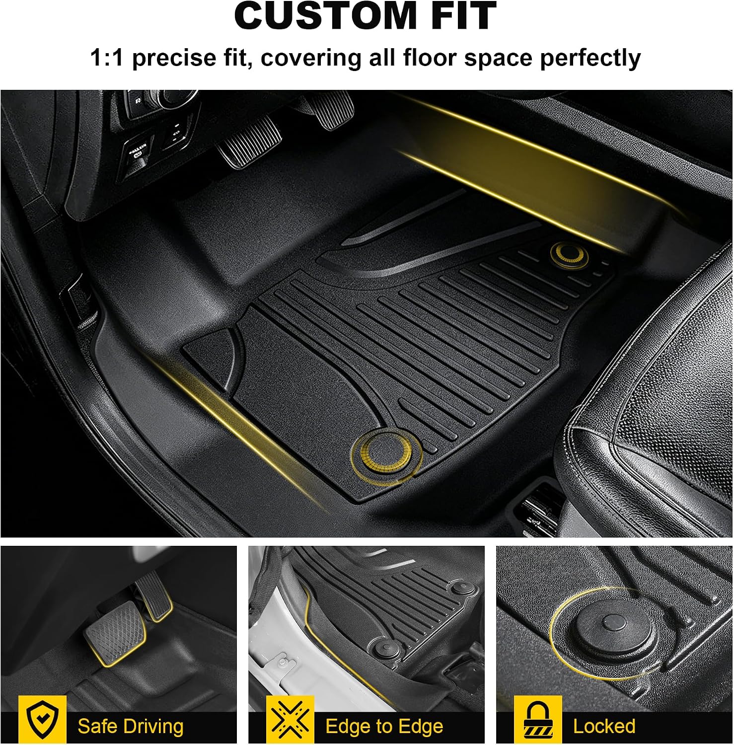 TTX LIGHTING Floor Mats & Cargo Liner & Backrest Mat for Ford Expedition Max 2018-2024 with 2nd Row Bucket Seat - 1st & 2nd & 3rd Row Floor Liner All Weather Protection Car Accessories (Only for Max)