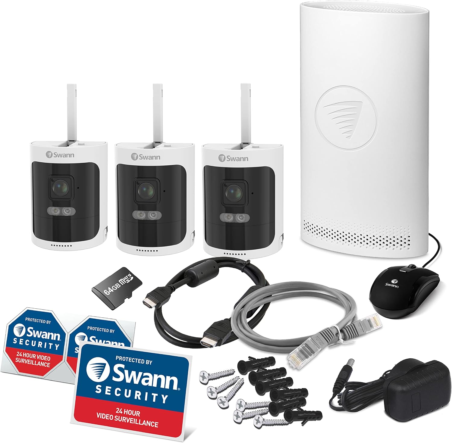 Swann AllSecure600™ 3 Camera 8 Channel 2K Wire-Free HD Wireless NVR Security System