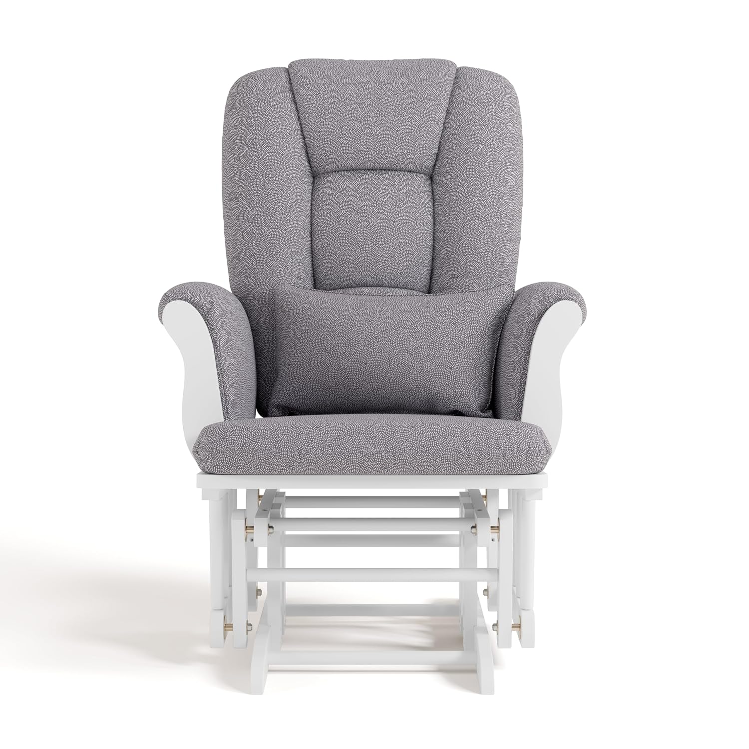 Storkcraft Tuscany Custom Glider and Ottoman with Free Lumbar Pillow (White/Slate Gray Swirl) - Cleanable Upholstered Comfort Rocking Nursery Chair with Ottoman