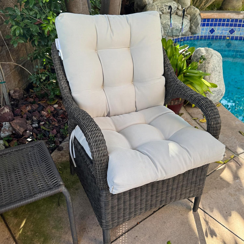 EAGLE PEAK Tufted Outdoor/Indoor Seat/Back Chair Cushions, 2 Pack, 42'' x 21'', Beige