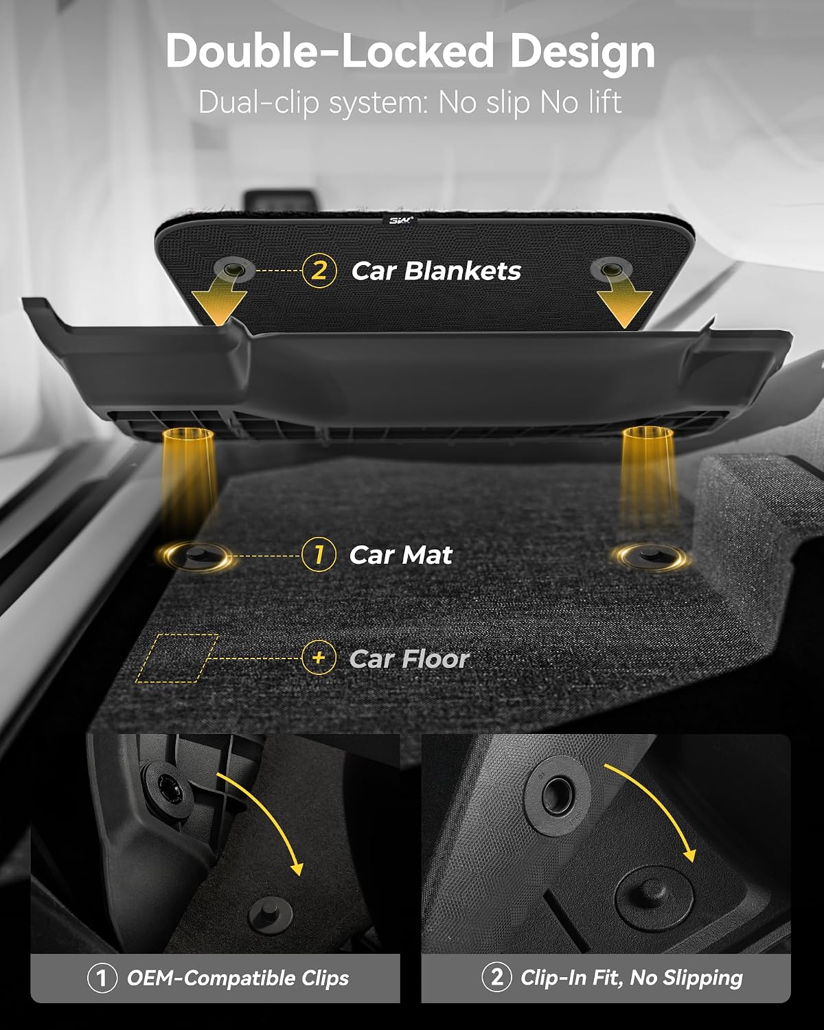 3W Floor Mats with Carpets Custom Fit Mercedes Benz GLB 2020-2026, TPE Floor Liner Thickened Carpet with Safety Locks and Driver Heel Pad for Benz GLB250 GLB35 AMG Cars Accessory