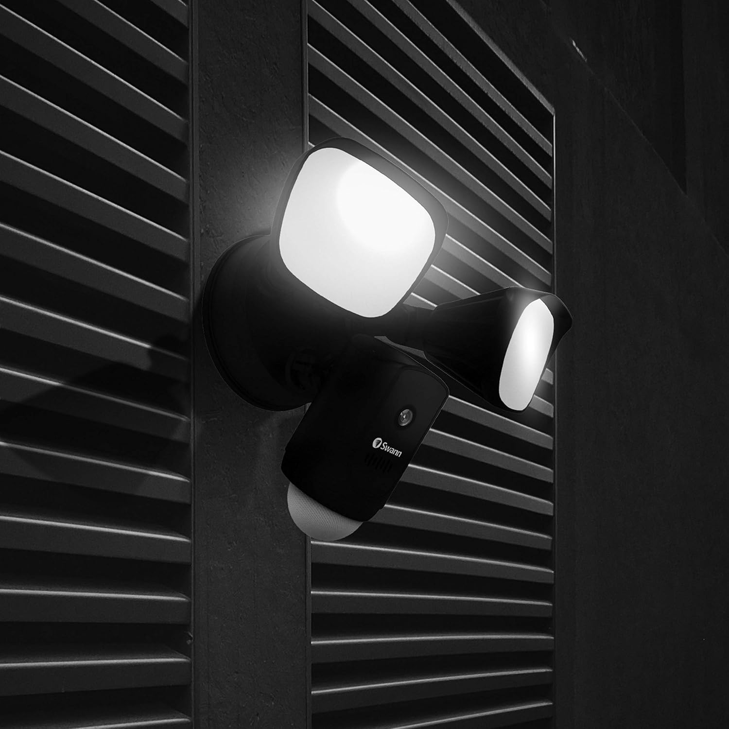 Swann Floodlight Security Camera w/Dimmable Motion Lighting, 2 Way Talk, Wi-Fi Surveillance 1080p HD, Indoor/Outdoor Color Night Vision, True Detect Heat Sensing, Alexa/Google, Black, SWWHD-FLOCAMB