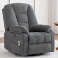 Ketaiyou Power Swivel Rocker Recliner with Massage and Heat, USB and Type-C Port, Infinite Position, Electric Glider Rocking Chairs Living Room, Soft Fabric Reclining Sofa Chair (Velvet Grey)