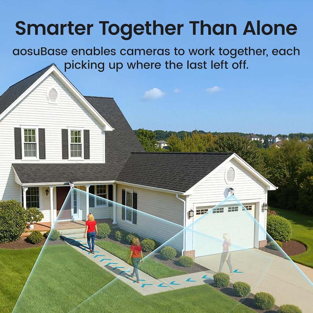 aosu SolarCam D1 Max 2-Cam Kit, 4K Solar Security Cameras Outdoor Wireless, 360° Pan & Tilt Coverage, Auto Tracking, Color Night Vision, No Subscription Required, Local Storage up to 1TB