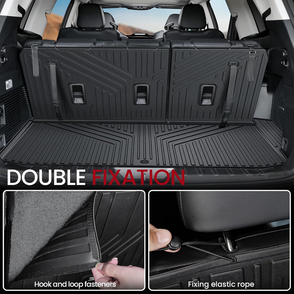 Floor Mats Cargo Mat Backrest Mats Trunk Lower Storage Mat for 2019-2026 Subaru Ascent Accessories, All-Weather TPE Trunk Mat Cargo Liner Door Sill Protector(Floor Mats+2-in-1 Cargo Mat)