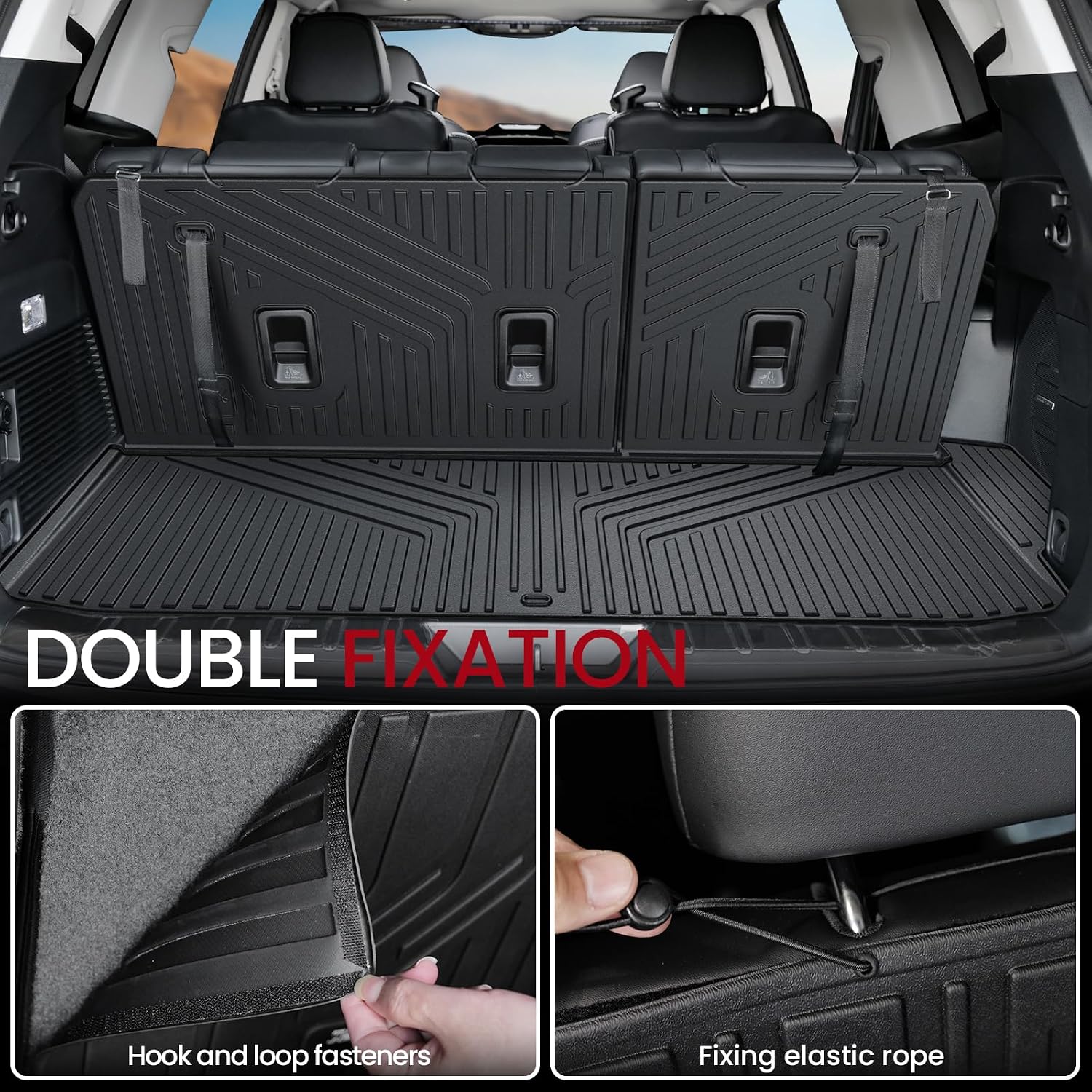 Floor Mats Cargo Mat Backrest Mats Trunk Lower Storage Mat for 2019-2026 Subaru Ascent Accessories, All-Weather TPE Trunk Mat Cargo Liner Door Sill Protector(Floor Mats+2-in-1 Cargo Mat)