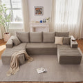 134.2' Modular Sectional Sofa, Modern Corduroy Cloud Couch with Deep Seat, Boneless Couch Upholstered 4-Seater U-Shaped Sofa for Living Room, No Assembly Required (Camel)