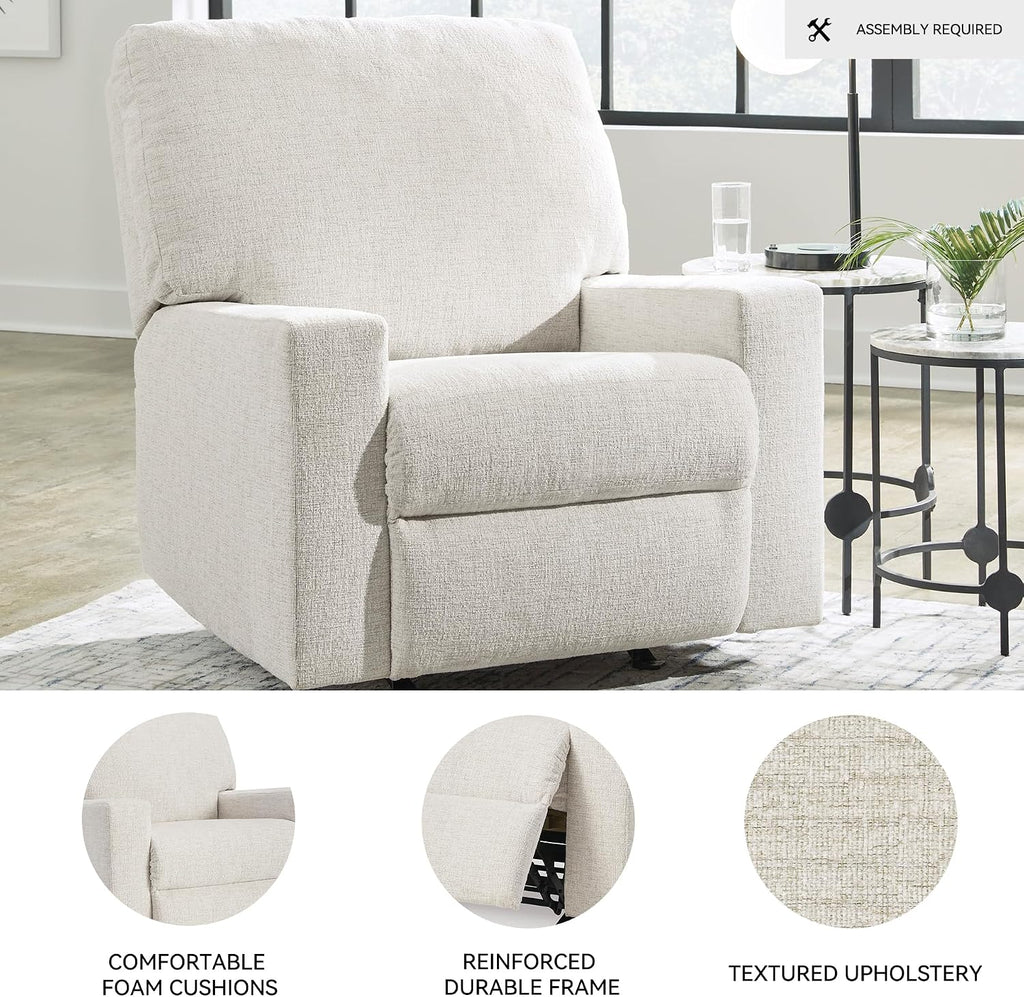 Signature Design by Ashley Rannis Casual Manual Rocker Recliner, White