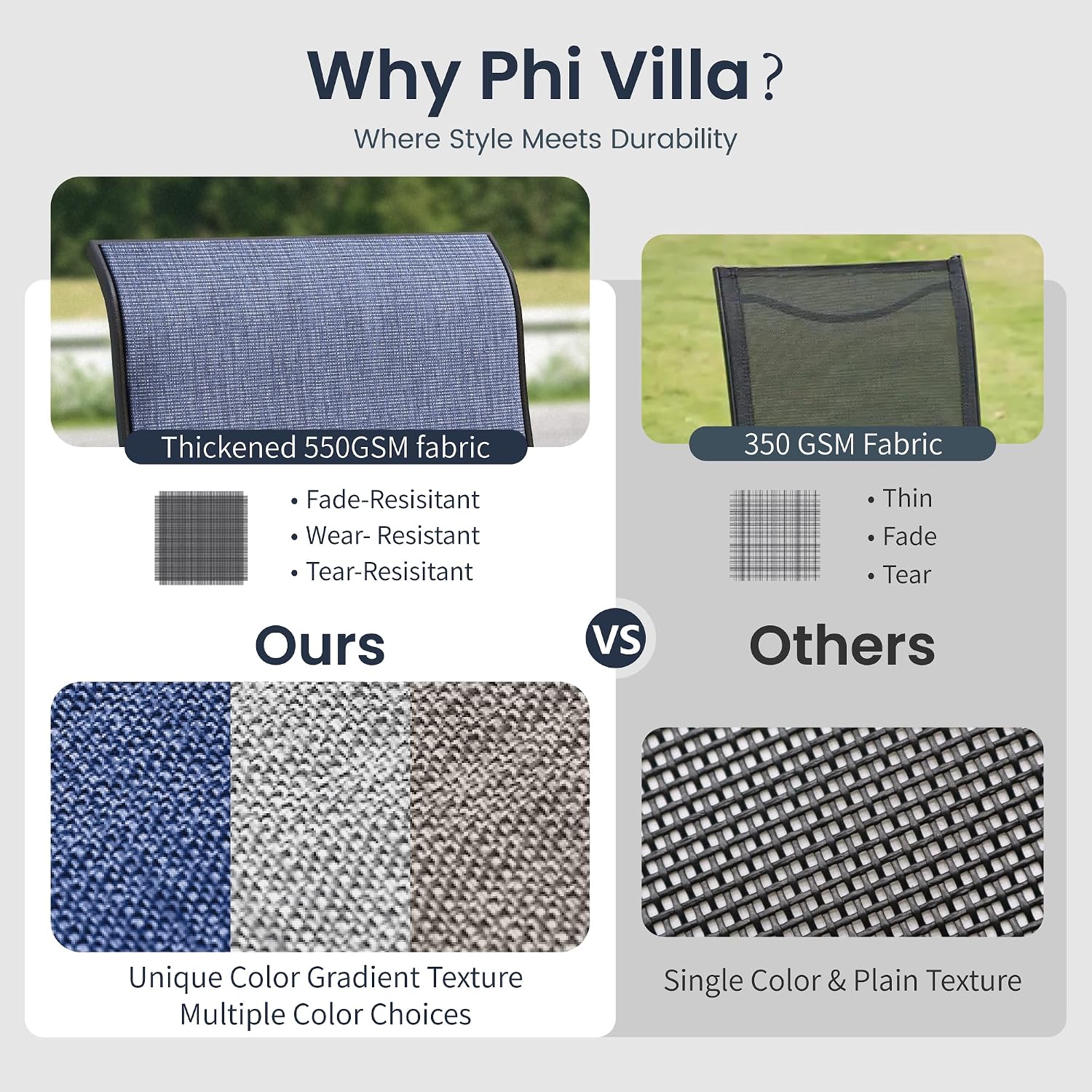 PHI VILLA Patio Swivel Dining Chairs Set of 2, All Weather Outdoor Chair with Textilene Mesh Fabric & Black Metal Frame for Outdoor Lawn Garden Poolside (Blue)
