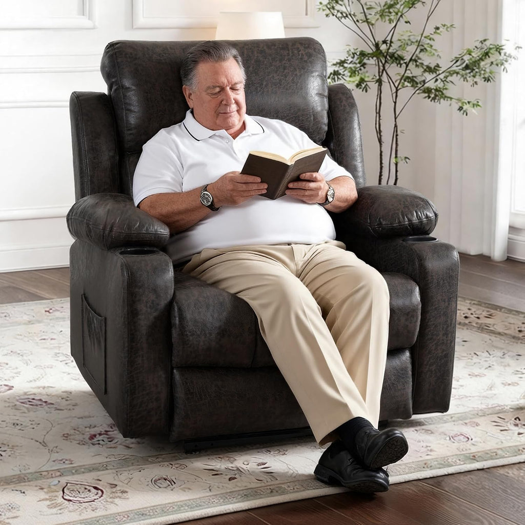 FLEXISPOT XL31-XL Oversized Power Lift Recliner Chair for Elderly, 27.4' Extra Wide Lay Flat Lift Chair w/Massage & Heat, Dual Motor Electric Reclining Chair for Big & Tall(Oversized, Dark-Grey)