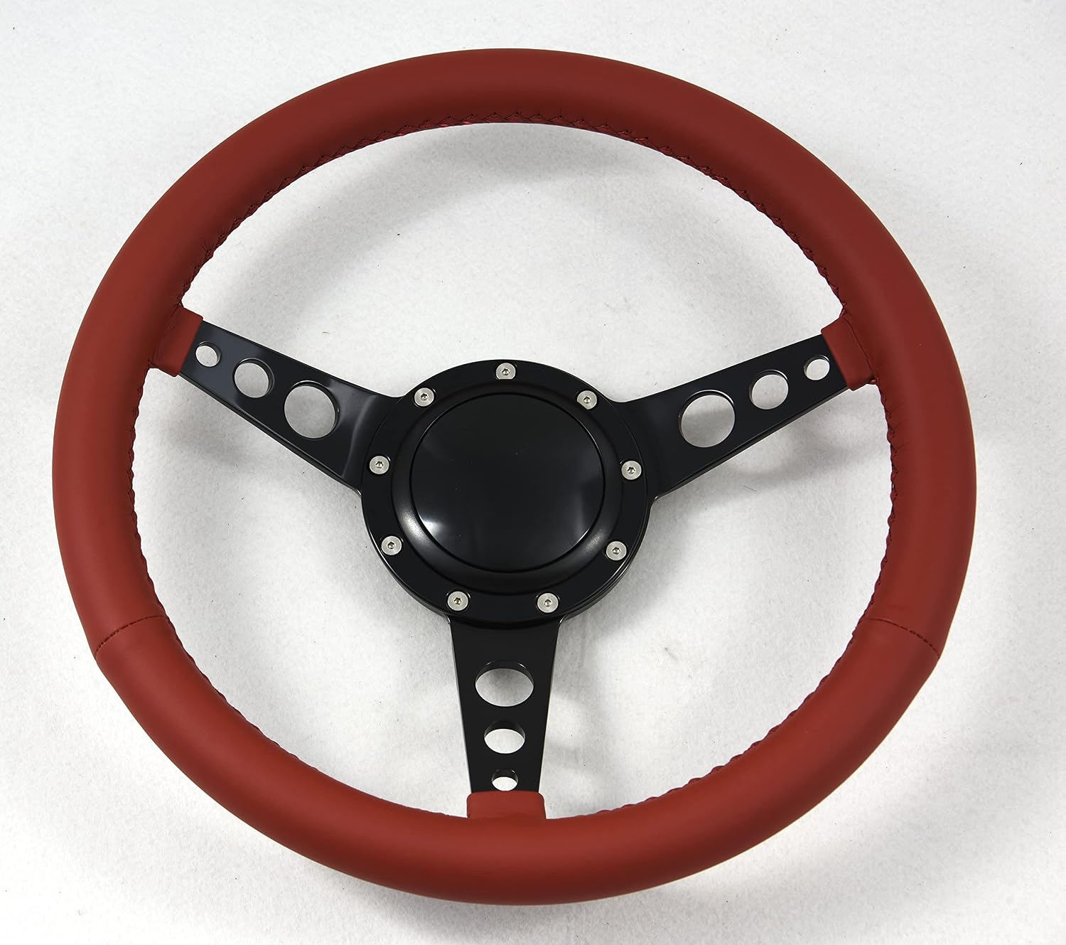 15' Classic Wrapped Steering Wheel 9 bolt with Horn Button-Burgundy