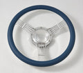 14' Polished Billet Steering Wheel Full Wrap with Horn Button-Blue