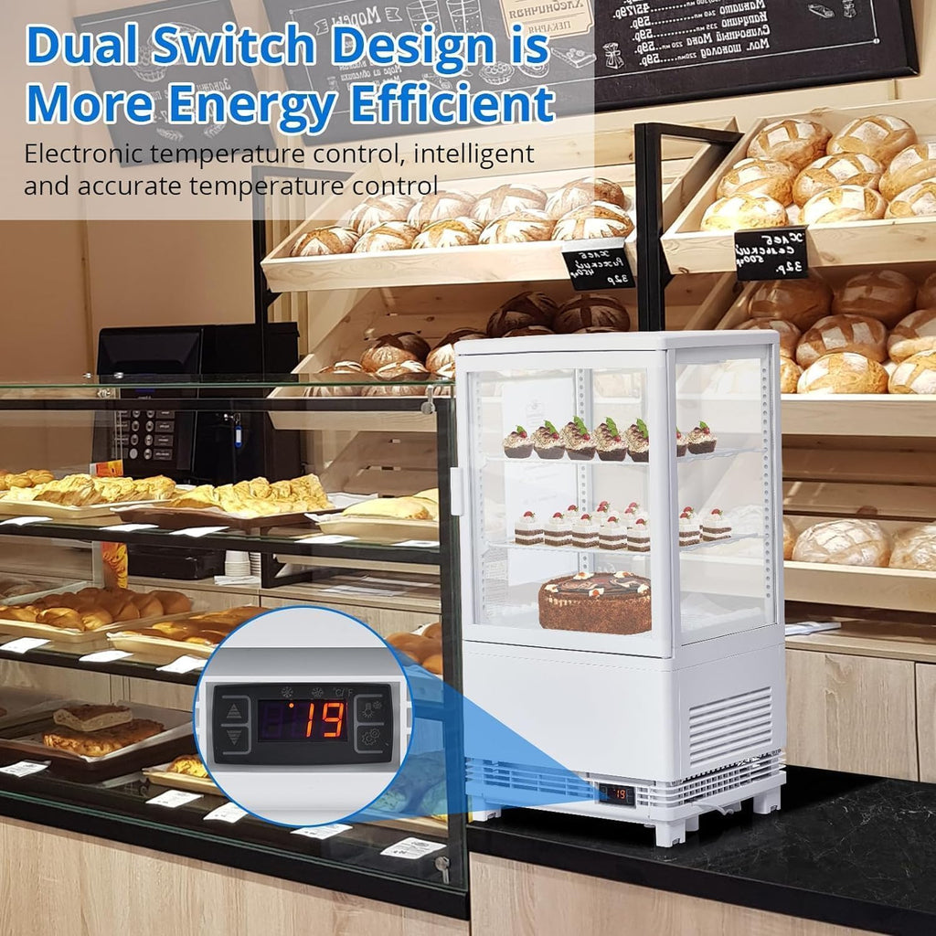 Commercial Beverage Refrigerator, Upright Beverage Display Refrigerator with Double Glass Door and Adjustable Shelves, Refrigerated Beverage Cooler for Restaurants, Bars, Shops