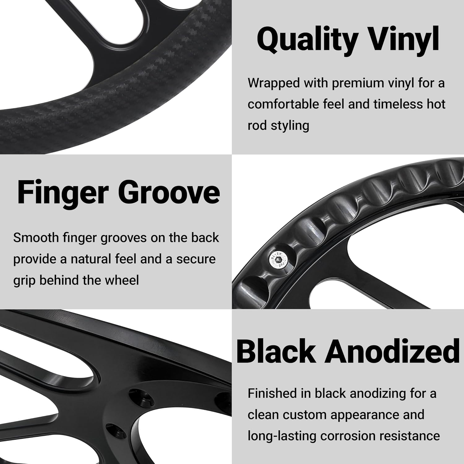 14'' Billet Half Wrap 9 Bolts Steering Wheel with 2'' Dish and Horn Button(Carbon Vinyl)
