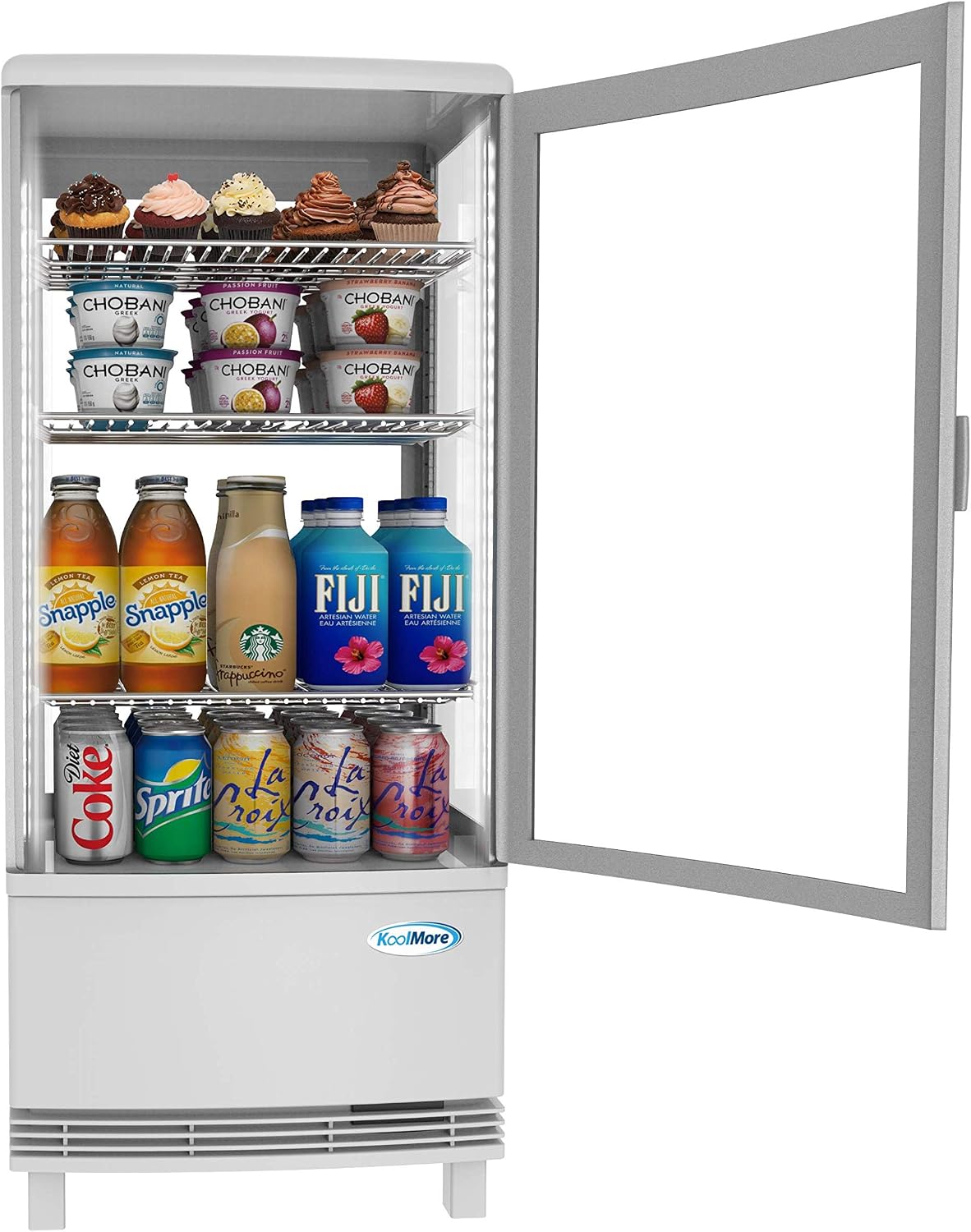KoolMore Countertop Display Refrigerator - Commercial Beverage Cooler with LED lighting - 3 cu. ft Capacity