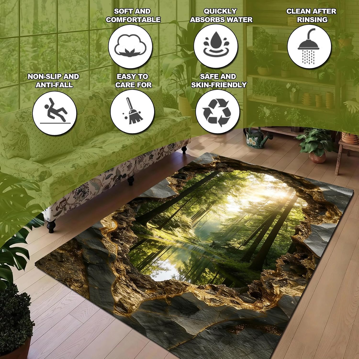 N,94'*118',3D Optical Illusion Rug for Bedroom, Area Rugs 8x10 for Living Room, 5x7 Floral Area Rugs Rugs, Non-Slip Cool 3D Rugs with Colorful Vortex Carpet for Livingroom Gameroom Home Decor