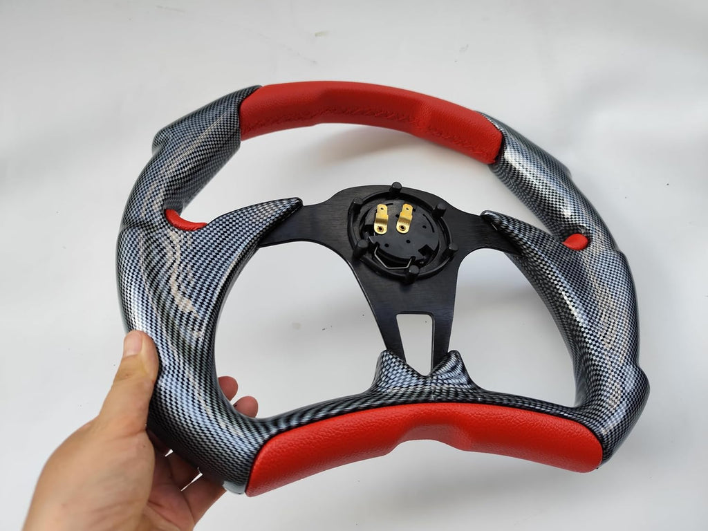 14-inch 350mm Red + Black Steering Wheel for Polaris Slingshot RZR 800 1000 UTV ATV Boat Golf Cart - Universal Fit No Quick Release or Adapter