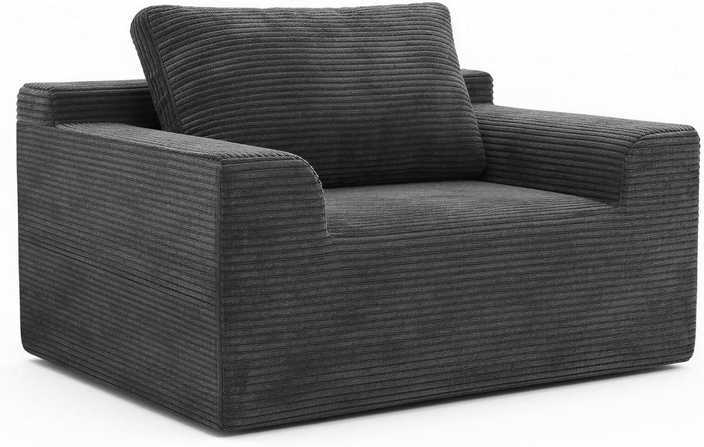 VASAGLE Boneless Couch, Modern Cloud Couch with Deep Seat, Corduroy Sofa for Living Room, Bedroom, Single Sofa, 51.2 Inches, Slate Gray ULCS111TZ01
