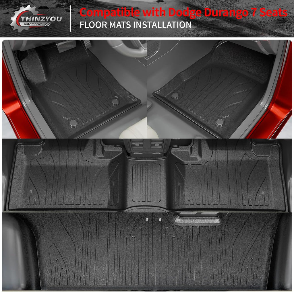 Floor Mats Compatible with 2016-2025 2026 Dodge Durango 7 Seats Cargo Mat Back Seat Cover Protector 2024 Durango Accessories (Fit 7 Seats, 3rd Row Backrest Mats+Trunk Mat+Floor Mats)