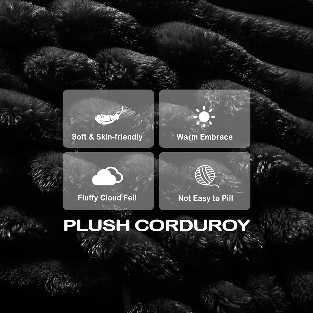 78.7'' Boneless Couches Queen, Corduroy Futon Sofa Bed, Modern Floor Couch, Cloud Convertible Sleeper Sofa Daybed, Comfy Loveseat, 3 Pillows, for Small Spaces, Living Room, Apartment, Black