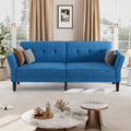 GarveeHome 89' Futon Sofa Bed, Convertible Sleeper Sofa with Adjustable Backrest & Armrest, Modern Futon Couch Bed, Loveseat Sleeper for Living Room Bedroom Apartments, Blue
