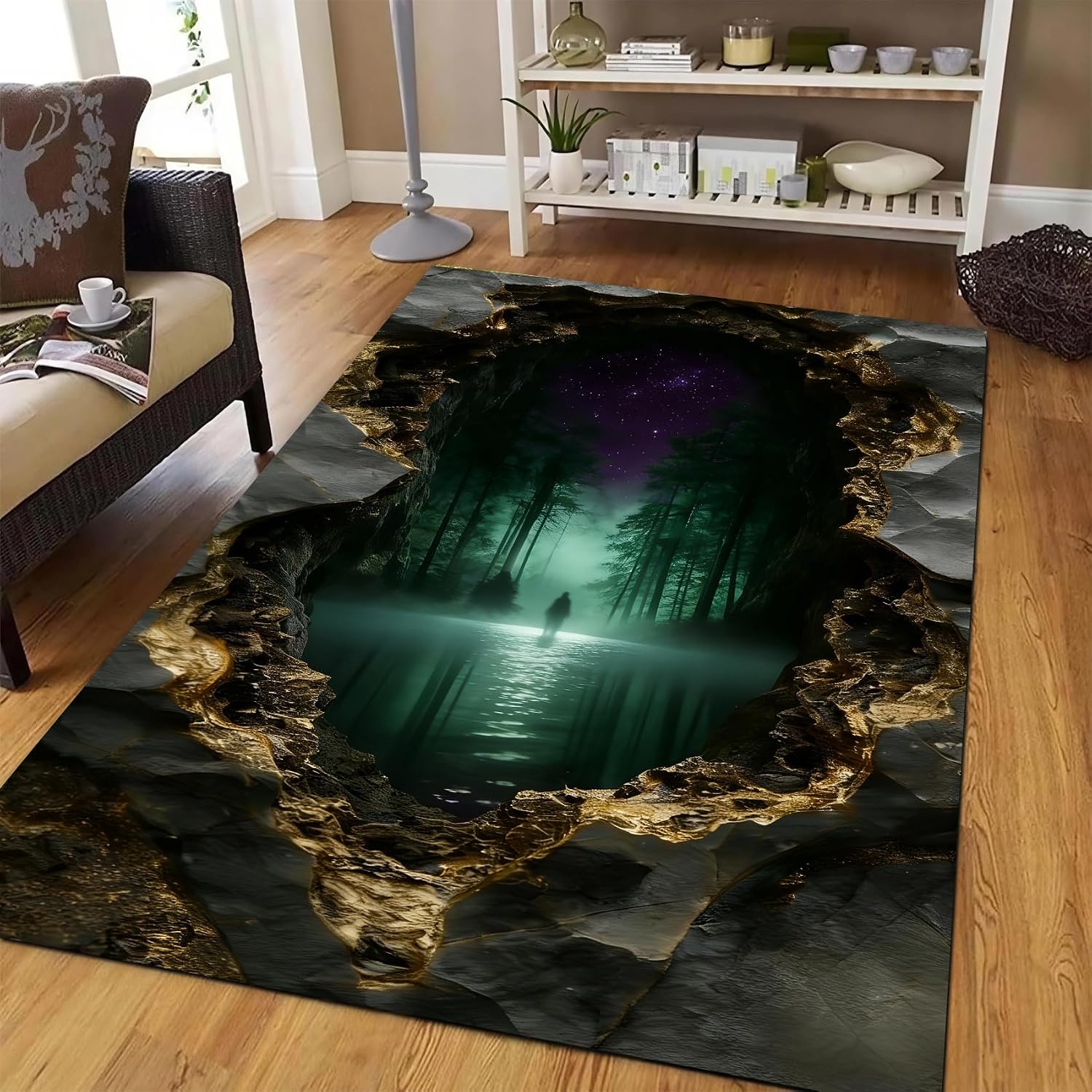 A,94'*118',3D Optical Illusion Rug for Bedroom, Area Rugs 8x10 for Living Room, 5x7 Floral Area Rugs Rugs, Non-Slip Cool 3D Rugs with Colorful Vortex Carpet for Livingroom Gameroom Home Decor