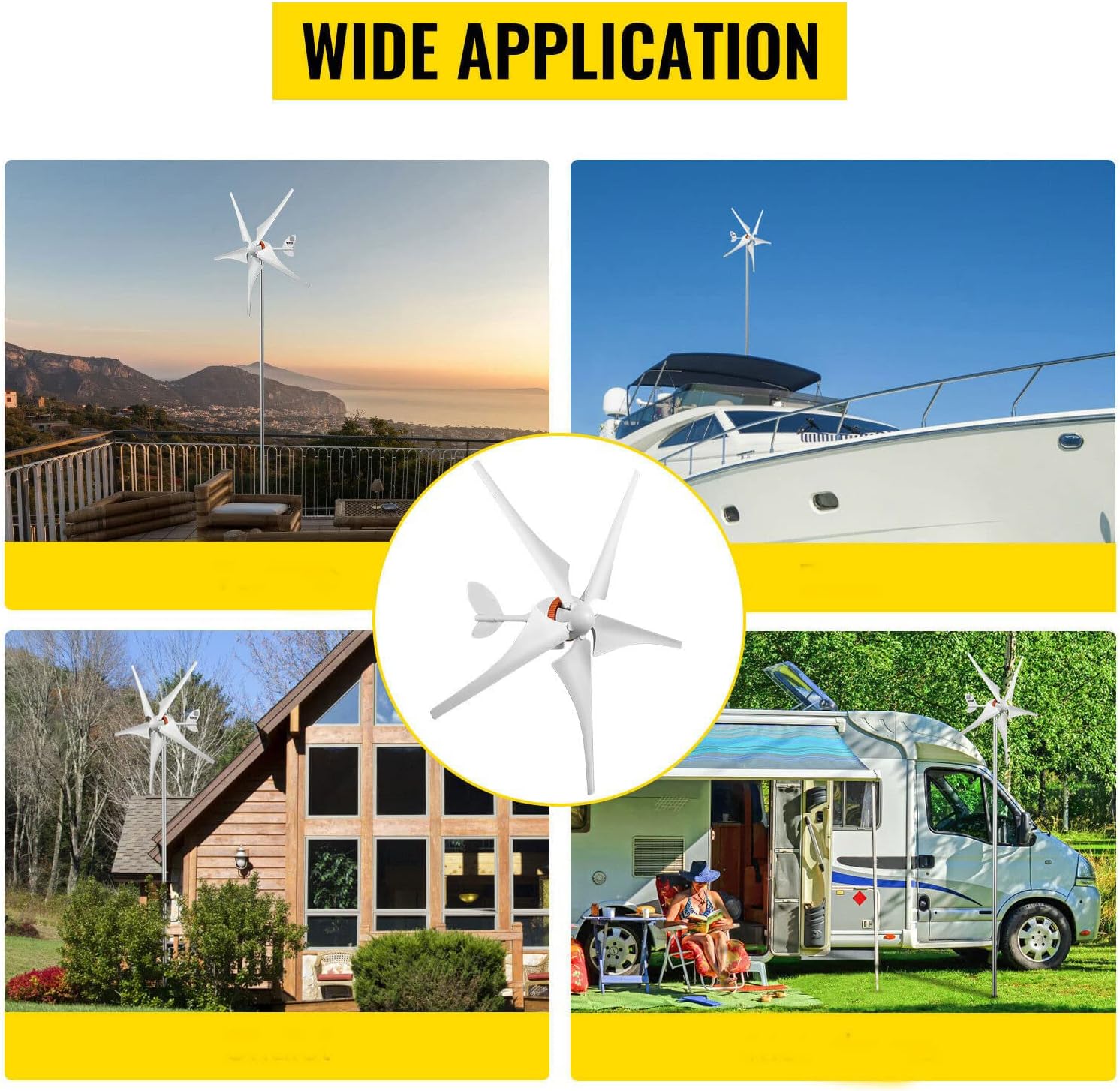 1000W Wind Turbine Generator with Controller, Home Small Wind Power Motor Kit, Low Noise High Efficiency