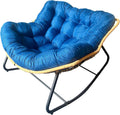 Outdoor Rocking Chair, Patio Egg Rocking Chair, Indoor Papasan Chair, Rattan Wicker Lounge Chair, Modern Royal Chair for Bedroom, Living Room, Porch, Garden,Lawn