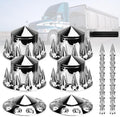 2 Front and 4 Rear Axle Wheel Covers Axle Cover 33mm Chromed Thread-On Lug Nut Covers with Removable Hub Caps for Semi Truck (Installation Tool Included)