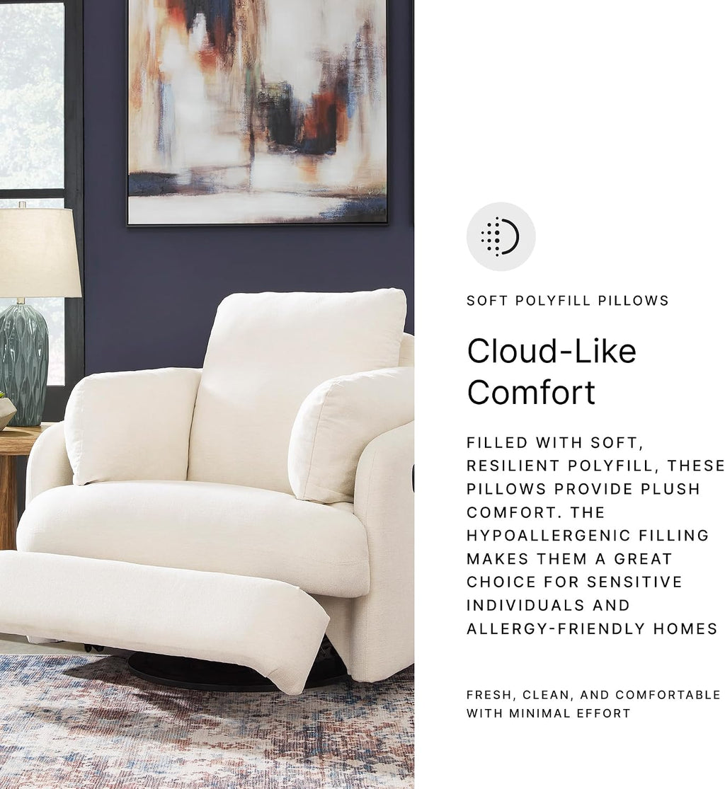 Signature Design by Ashley Modmax Coastal Press-Back Swivel Glider Rocker Recliner with Machine Washable Cover, Hidden Storage Compartments and 2 Bolster Pillows, Beige