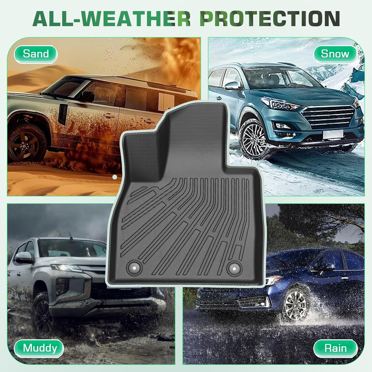 Floor Mats & Cargo Mat for Hyundai Sonata 2015-2019 & Kia Optima 2016-2019, Custom Fit All-Weather Rubber Car Liners, High Edges Anti-Slip TPE Mats for Hyundai