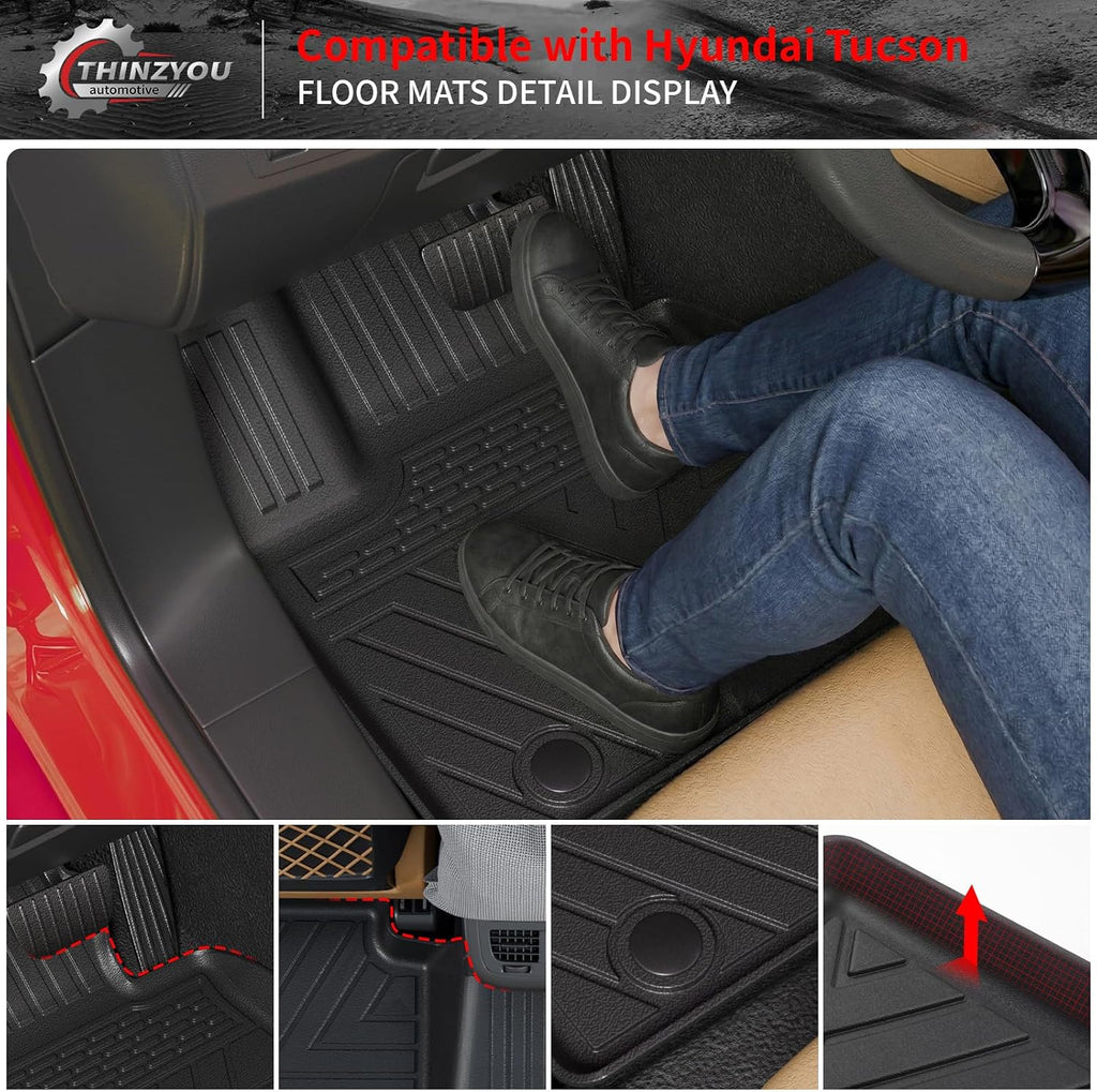 Floor Mats Compatible with 2022-2025 2026 Hyundai Tucson Trunk Mat Cargo Liner Cargo Mat TPE All Weather Back Seat Cover Protector 2024 Tucson Accessories(Floor Mats+Backrest Mats+Trunk Mat)