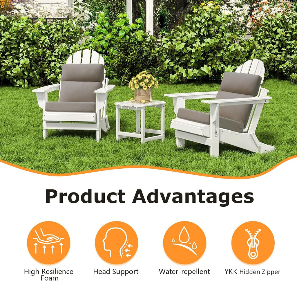 Unimatta Sunbrella Outdoor Separate High Back Cushion Seat Pads, 2-Pack 44 x 21 Inch Water-Repellent & Fade-Resistant Patio Furniture Cushions with Ties for Adirondack, Rocking Chairs, Cast Shale