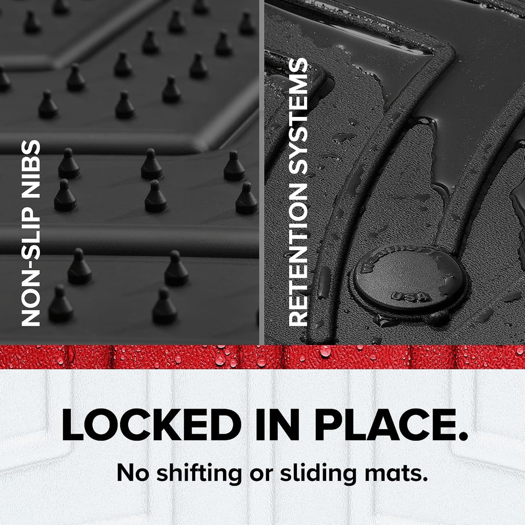 WeatherTech FloorLiner HP Custom Fit Floor Mats for Toyota Highlander Full Set (441609-1-2-3IM), Black