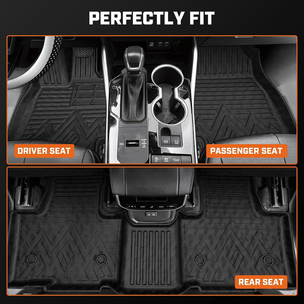 Mixsuper Floor Mat & Cargo Liner for Toyota Grand Highlander 2024-2026(7/8 Seats),All Weather Floor Liner with Backrest Protectors and Rear Door sill Trim Highlander Accessories,Full Set Car Mats