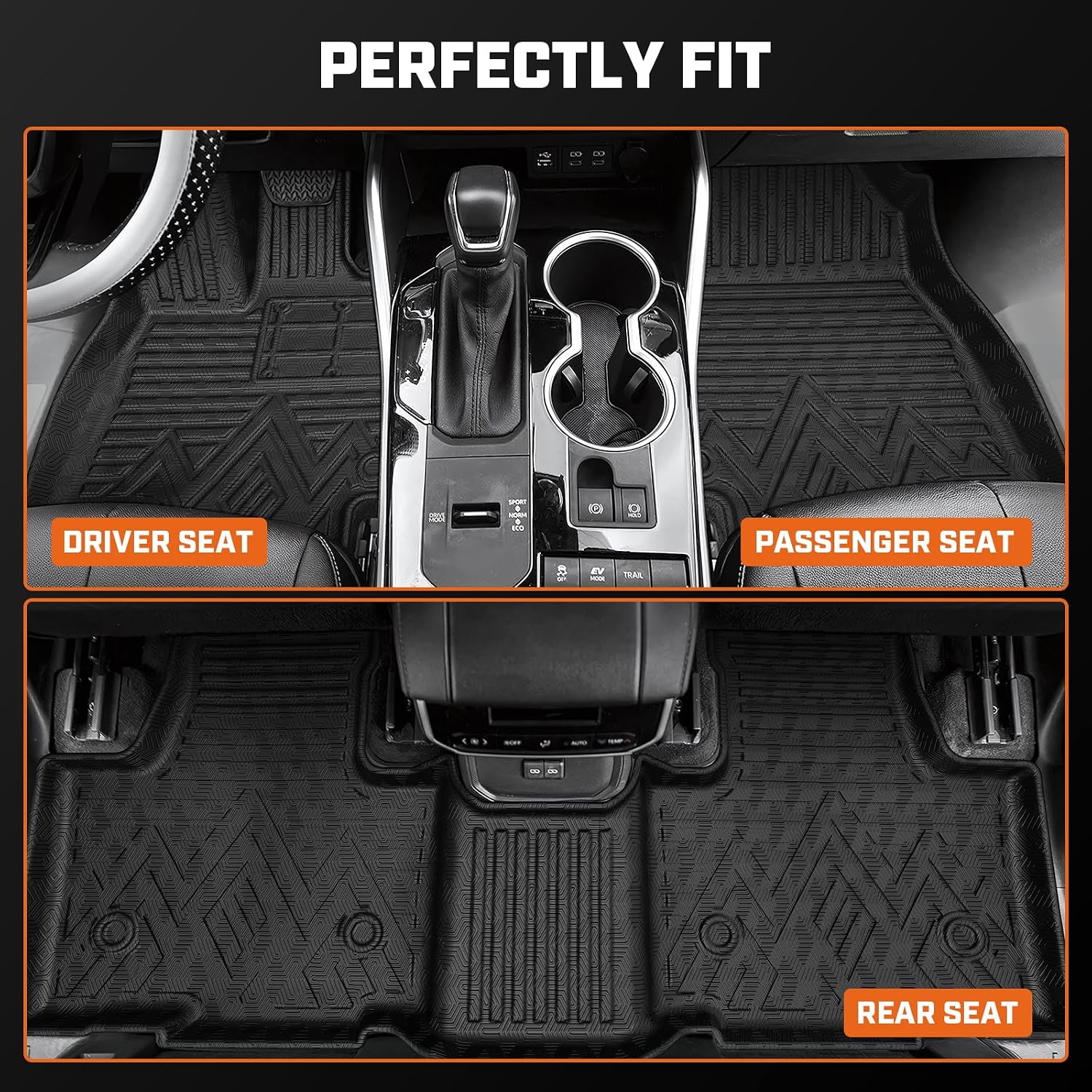 Mixsuper Floor Mat & Cargo Liner for Toyota Grand Highlander 2024-2026(7/8 Seats),All Weather Floor Liner with Backrest Protectors and Rear Door sill Trim Highlander Accessories,Full Set Car Mats