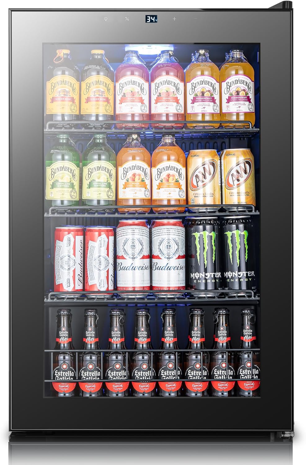 Yeego Beverage Refrigerator Cooler, 155 Cans Mini Fridge with Glass Door Beverage Fridge with Adjustable Shelves for Soda Beer or Wine, Beverage Cooler with Digital Temperature Control for Home Office